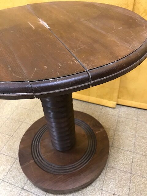 Table d,appointed round all wooden with central foot turned WAY NOT VIS.