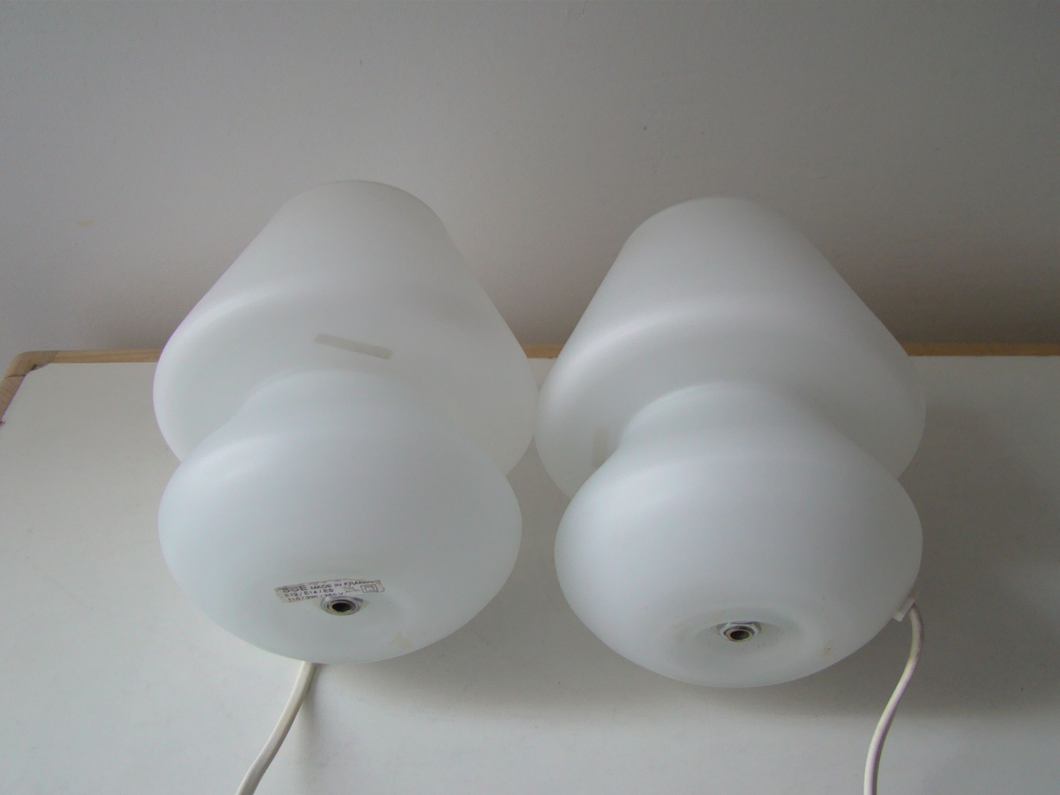 Pair of vintage white SCE lamps