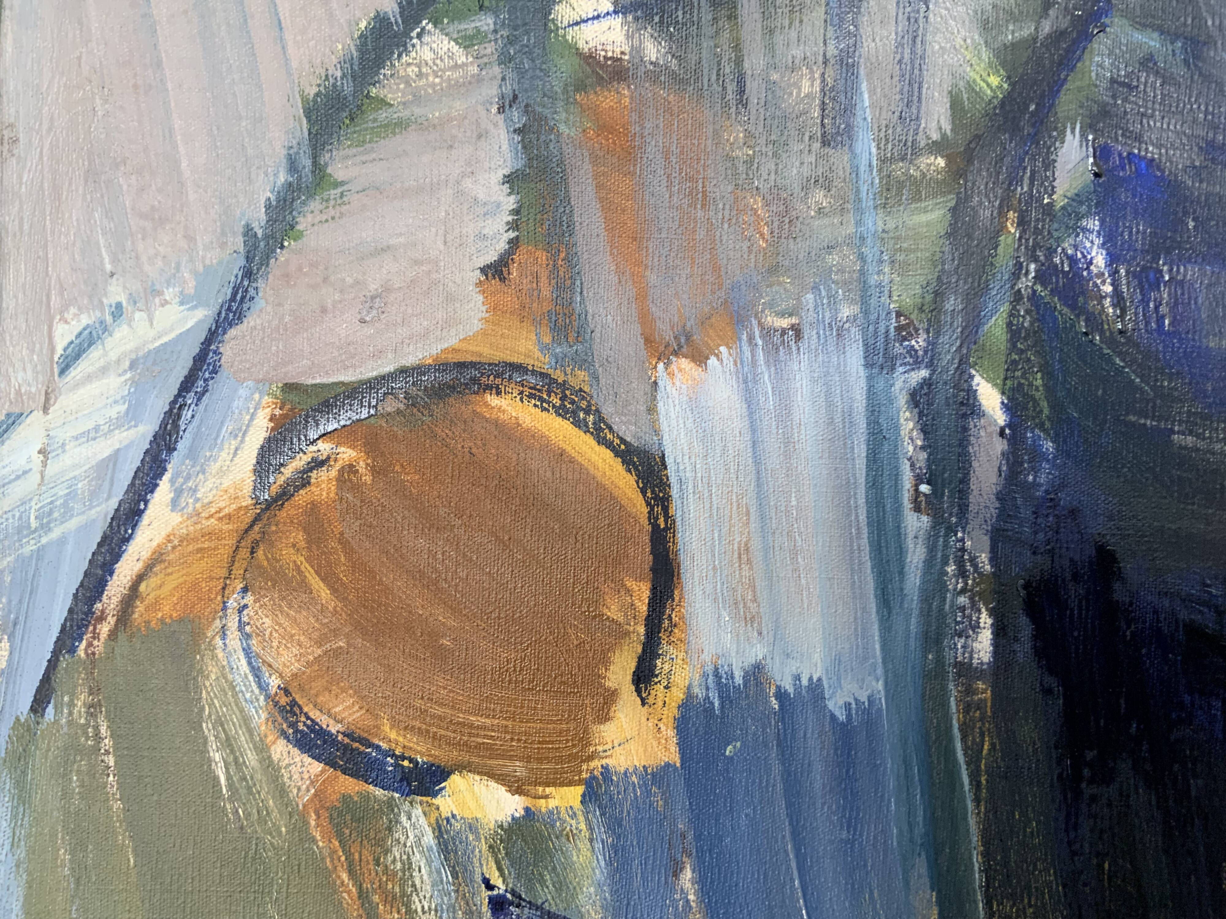 Vintage Modernists Oil Painting Still Life With Red Bottle, Signed Falck