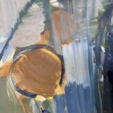 Vintage Modernists Oil Painting Still Life With Red Bottle, Signed Falck