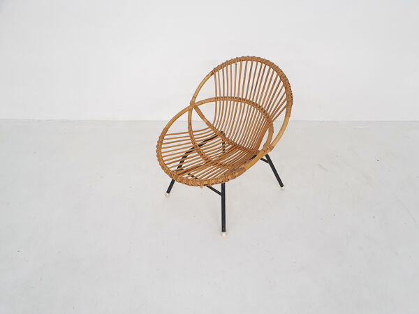 Fauteuil en rotin Rohe Noordwolde, Pays-Bas années 1950