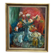 Original Scandinavian Oil On Panel – Unknown Artist – “Vase” – Vintage & Framed – 70 × 79 Cm
