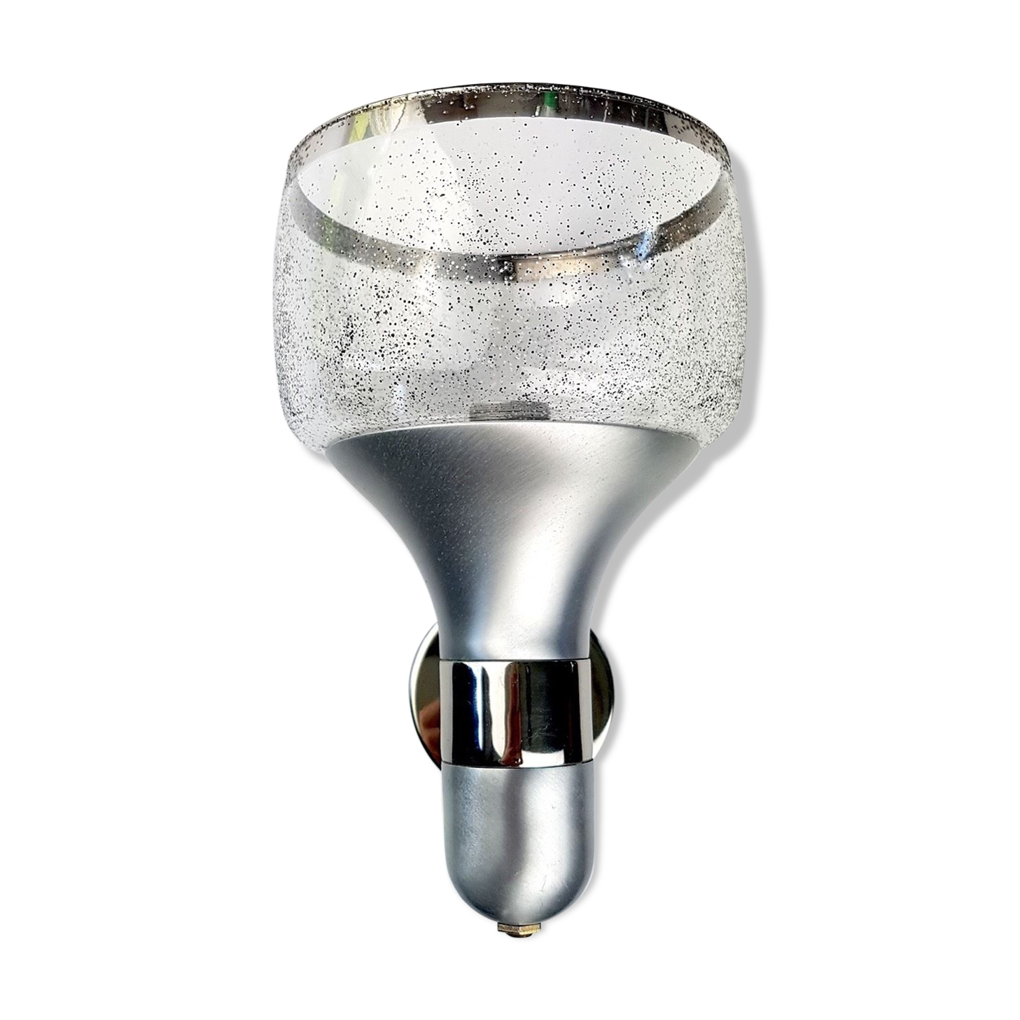 Wall light aluminum brushed with vintage glass globe