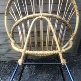 Vintage bamboo rattan shell armchair from the 60s