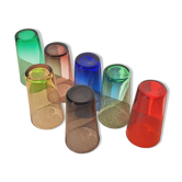 7 vintage colored blown glasses