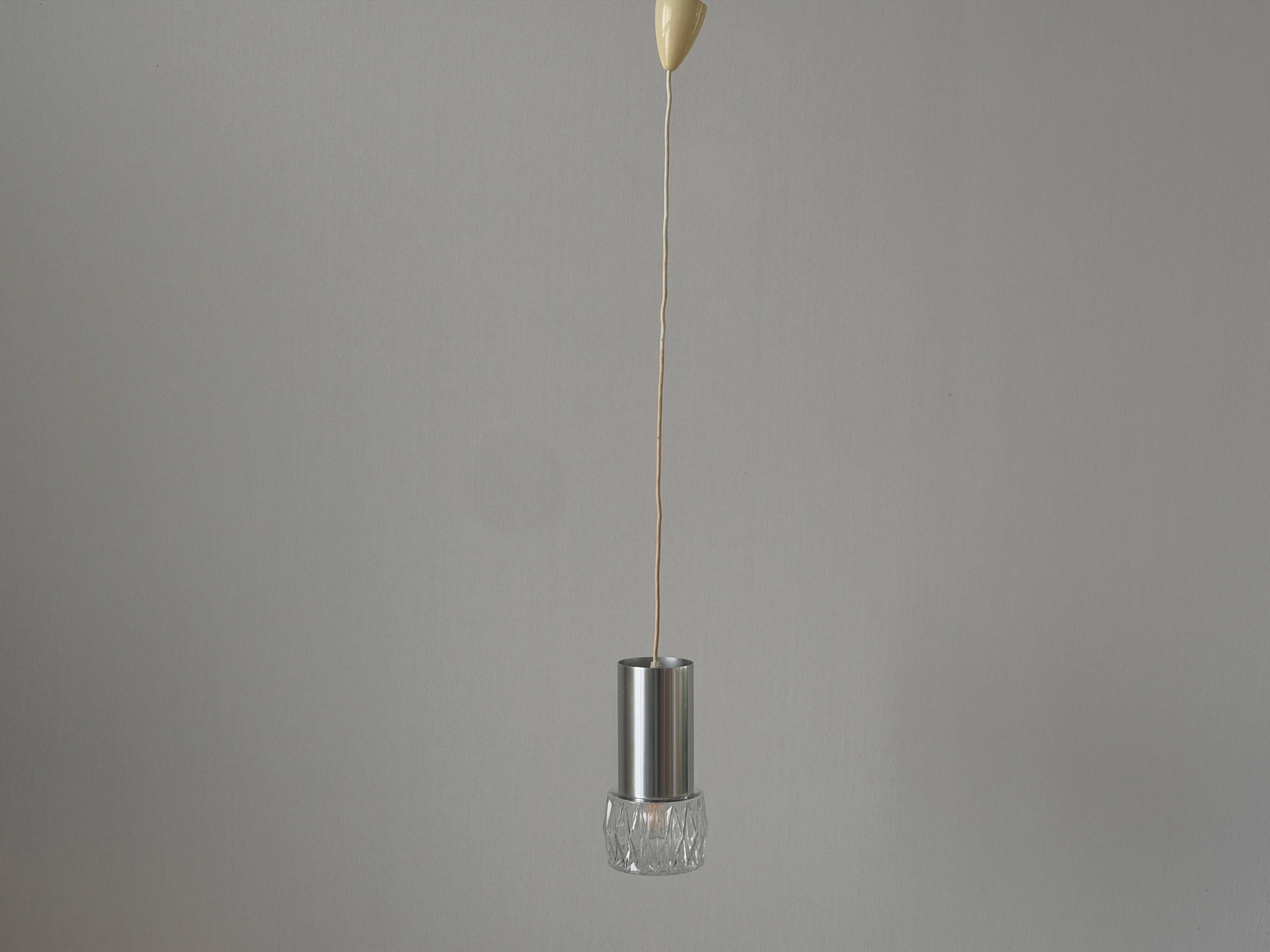 Glass ceiling light with a metal frame, 1960s, Germany