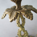 Pair of gilded bronze candlesticks with vine décor
