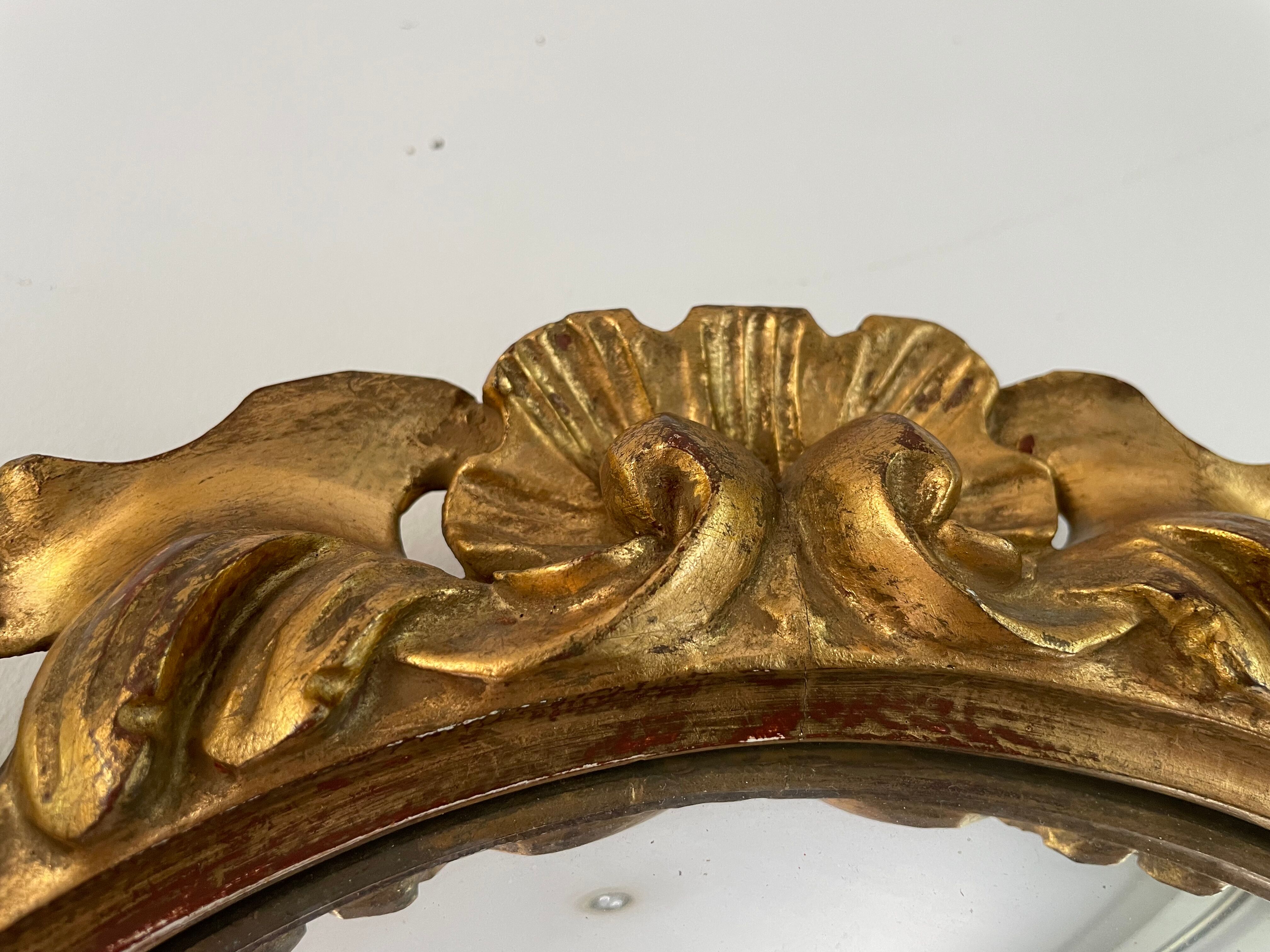 Witch mirror in gilded wood carved 1950 41cm
