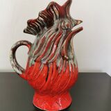 Pichet vase coq en céramique rouge