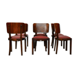 Vintage dining chairs in walnut, italy, 1930s, set of 6