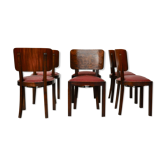 Chaises de salle à manger vintage en noyer, italie, 1930s, set de 6