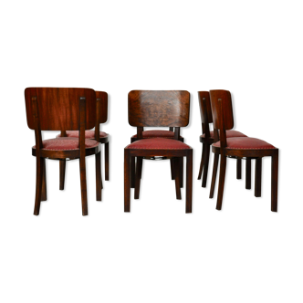 Vintage dining chairs in walnut, italy, 1930s, set of 6