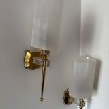 1960s gold perspex torch wall lights