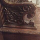 Gothic church chest bench in carved oak