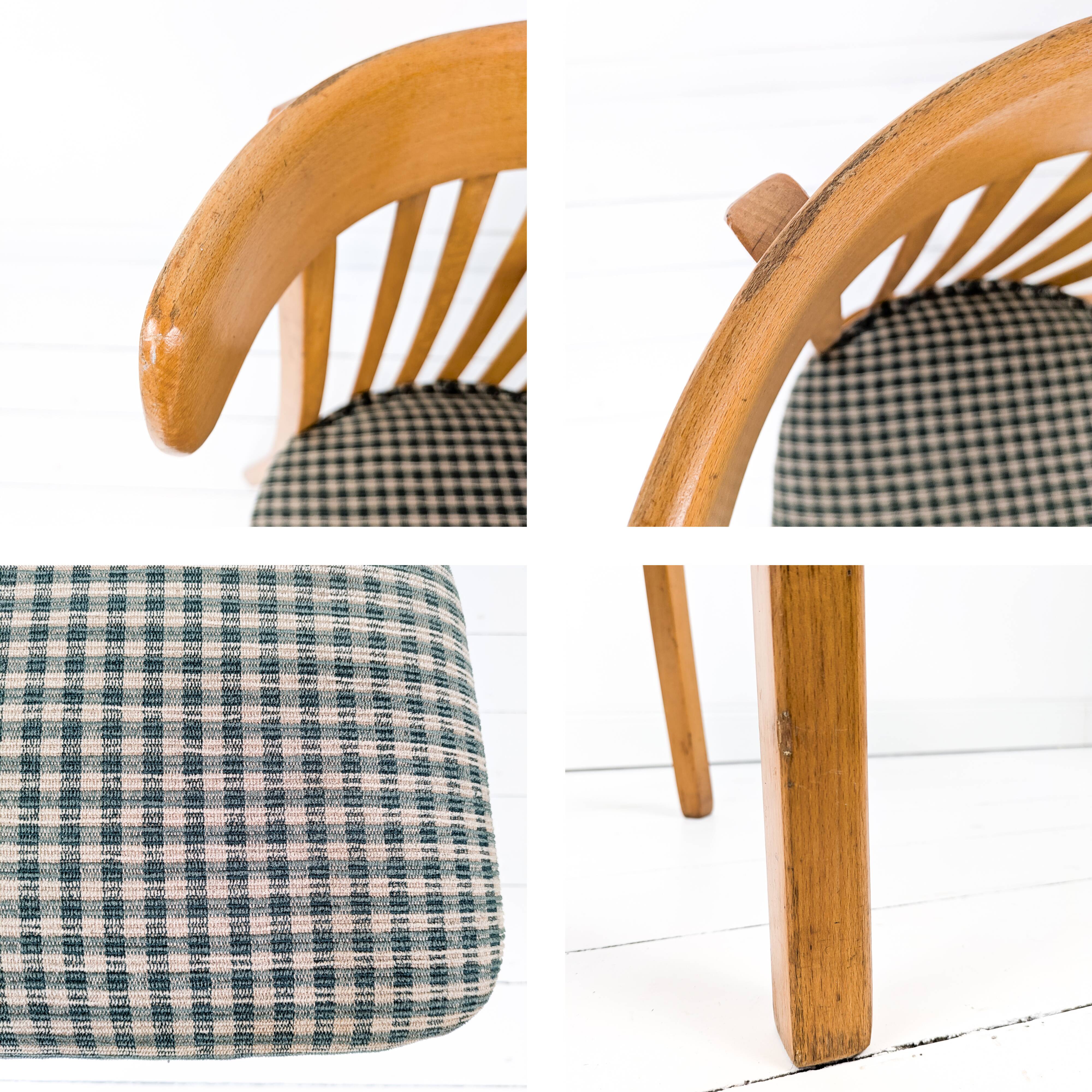 2pcs Chaise de café Bistro chaise Mid Century Vintage rembourrage carreaux