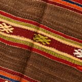 5x7 Brown & Red Handmade Vintage Kilim Rug, 153x220Cm