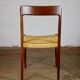 Suite de 6 chaises scandinaves en corde et teck