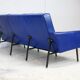 Sofa imitation leather blue and steel, 3 seats, France, circa 1960