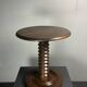 Midcentury brutalist wood turned side table, Charles Dudouyt style, 1950s