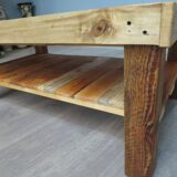 Rectangular raw wood coffee table