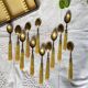 Set of 12 small bakelite and brass dessert spoons vintage tableware ACC-7079