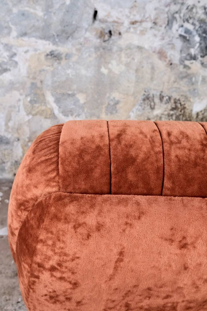 Pair of squirrel velvet armchairs, France, 1970s