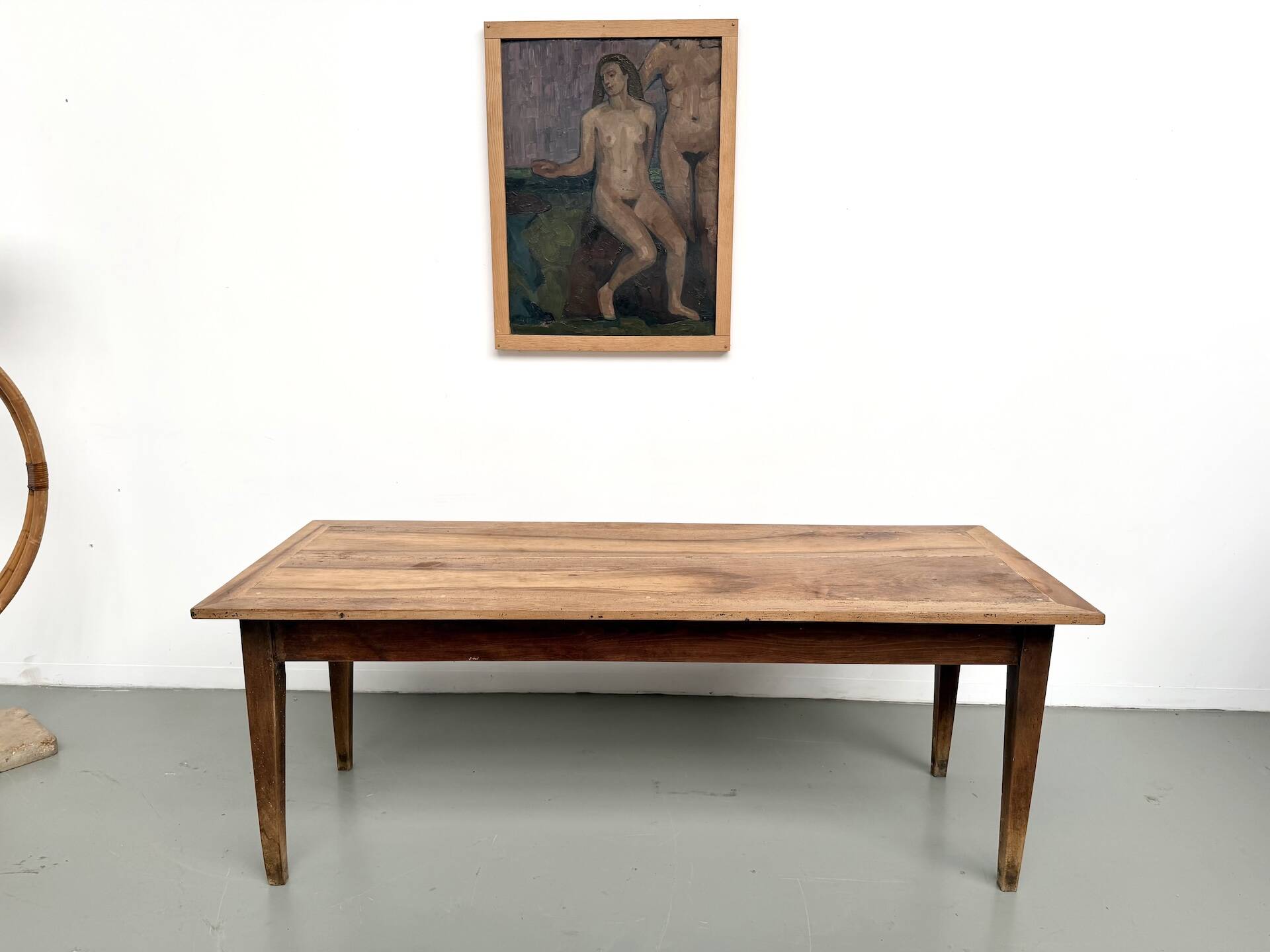 Solid walnut farmhouse table, 1950s.