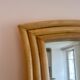 Miroir vintage évasé, rotin, France 1970