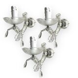 Murano glass crystal sconces set of 3, 1970s