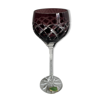Eggplant purple crystal stemmed glass