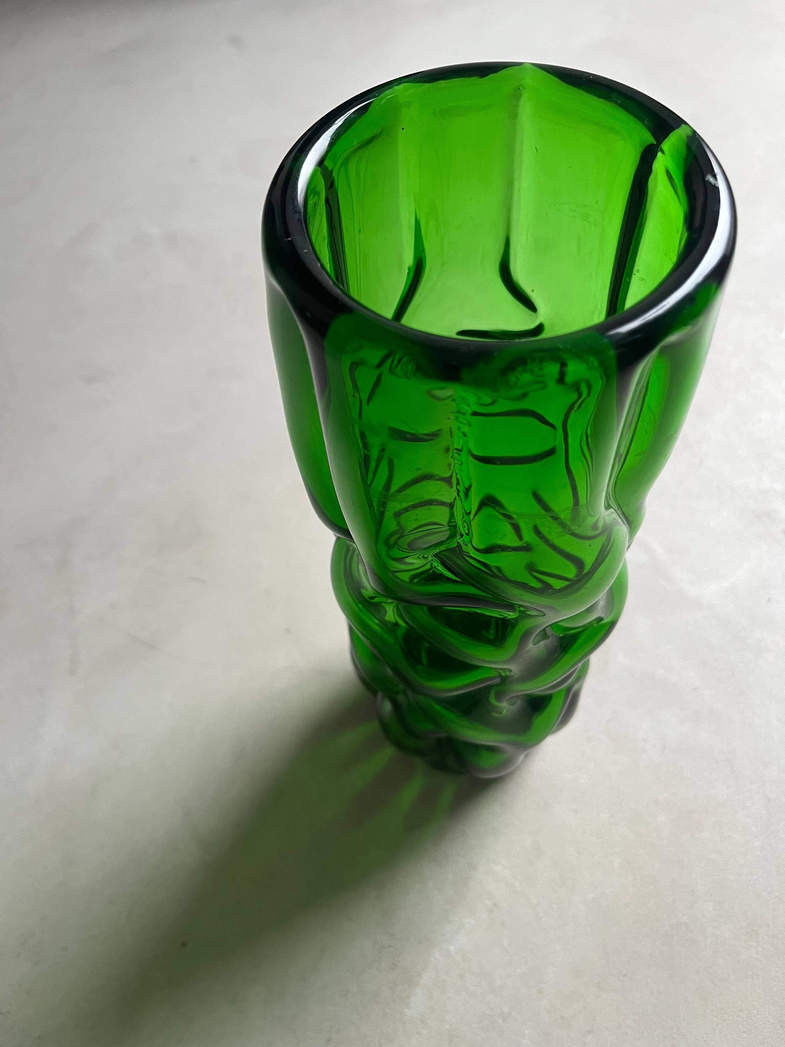 Vintage Murano vase , Emerald Green decorative made in Italy