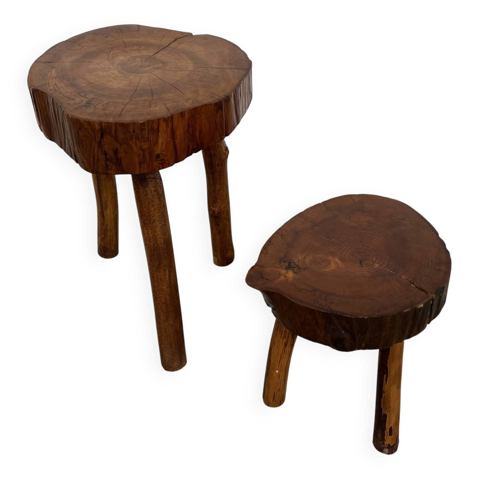 Brutalist Stool Duo with Organic Seating