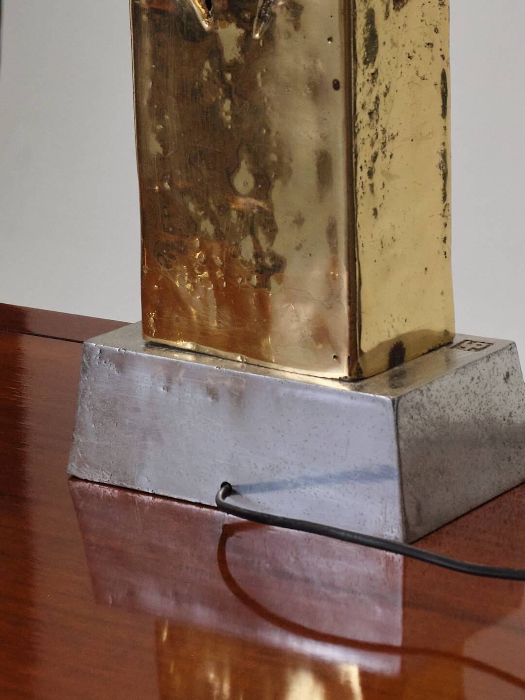 BRUTALIST BRONZE LAMP, DAVID MARSHALL, 1980s