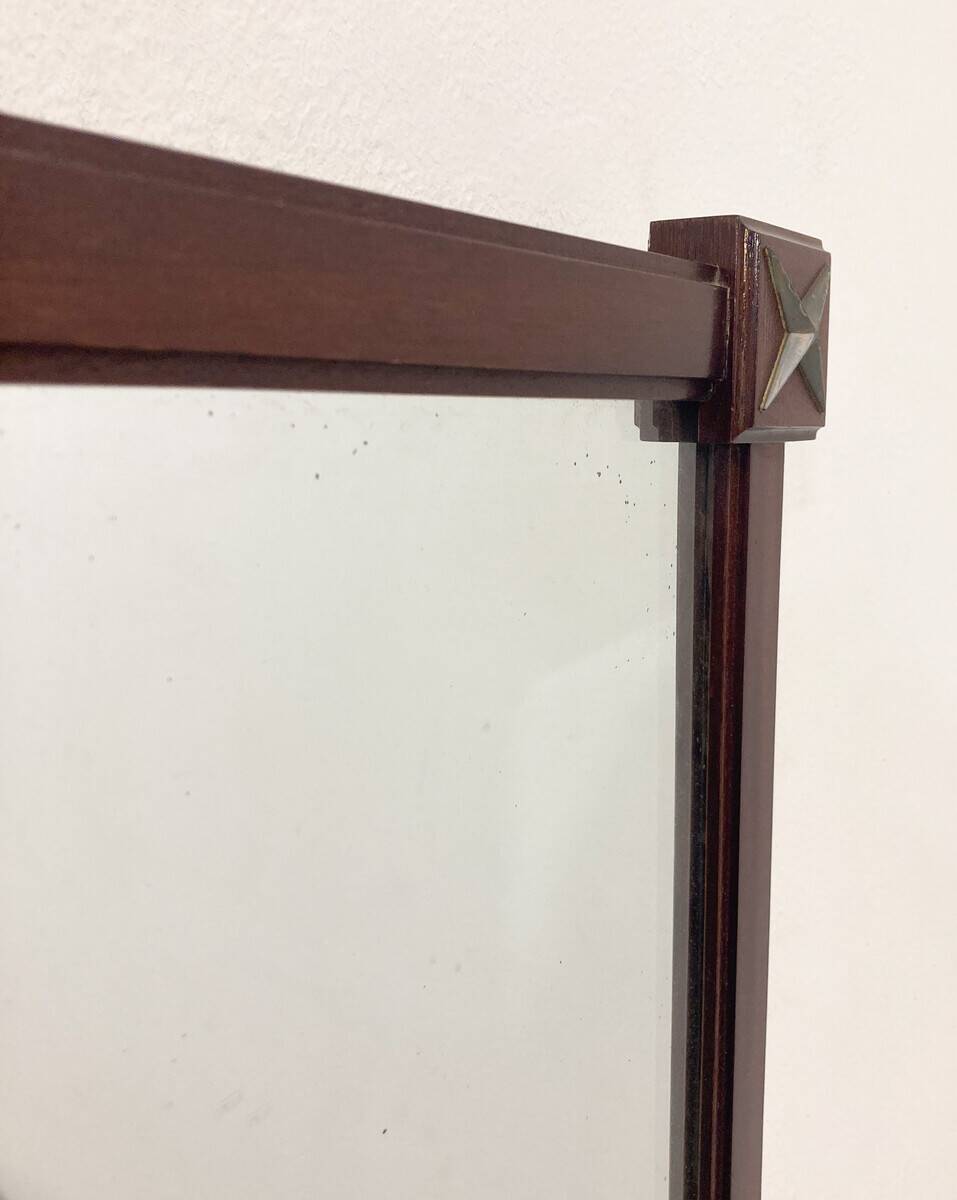 Miroir rectangulaire en bois du milieu du siècle