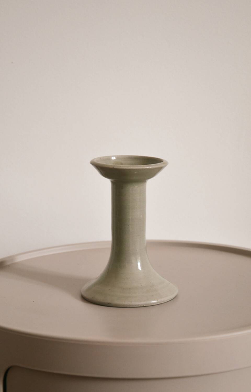 Minimalist cream ceramic candle holder
