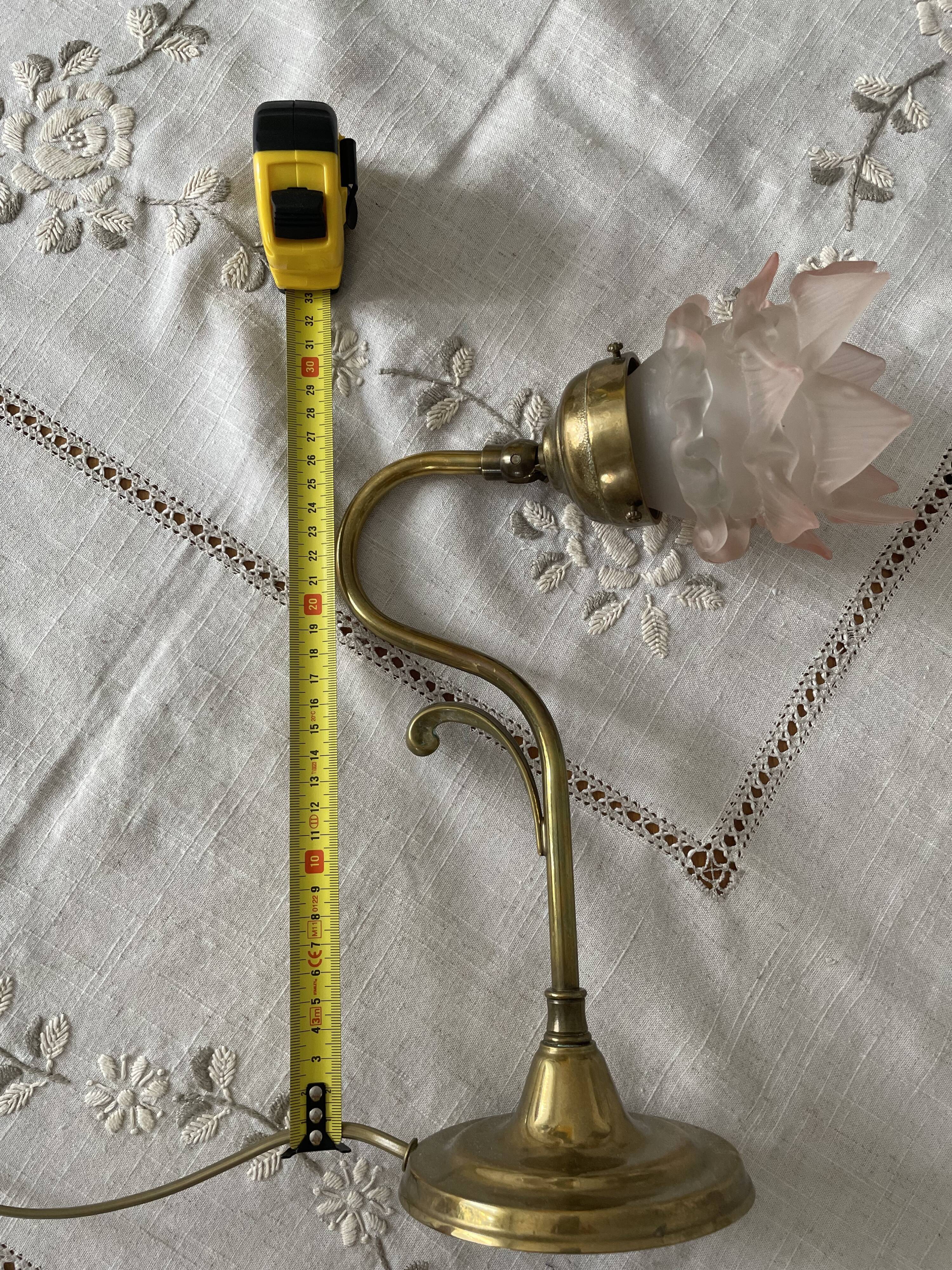 Old bedside lamp flower in art nouveau style glass paste