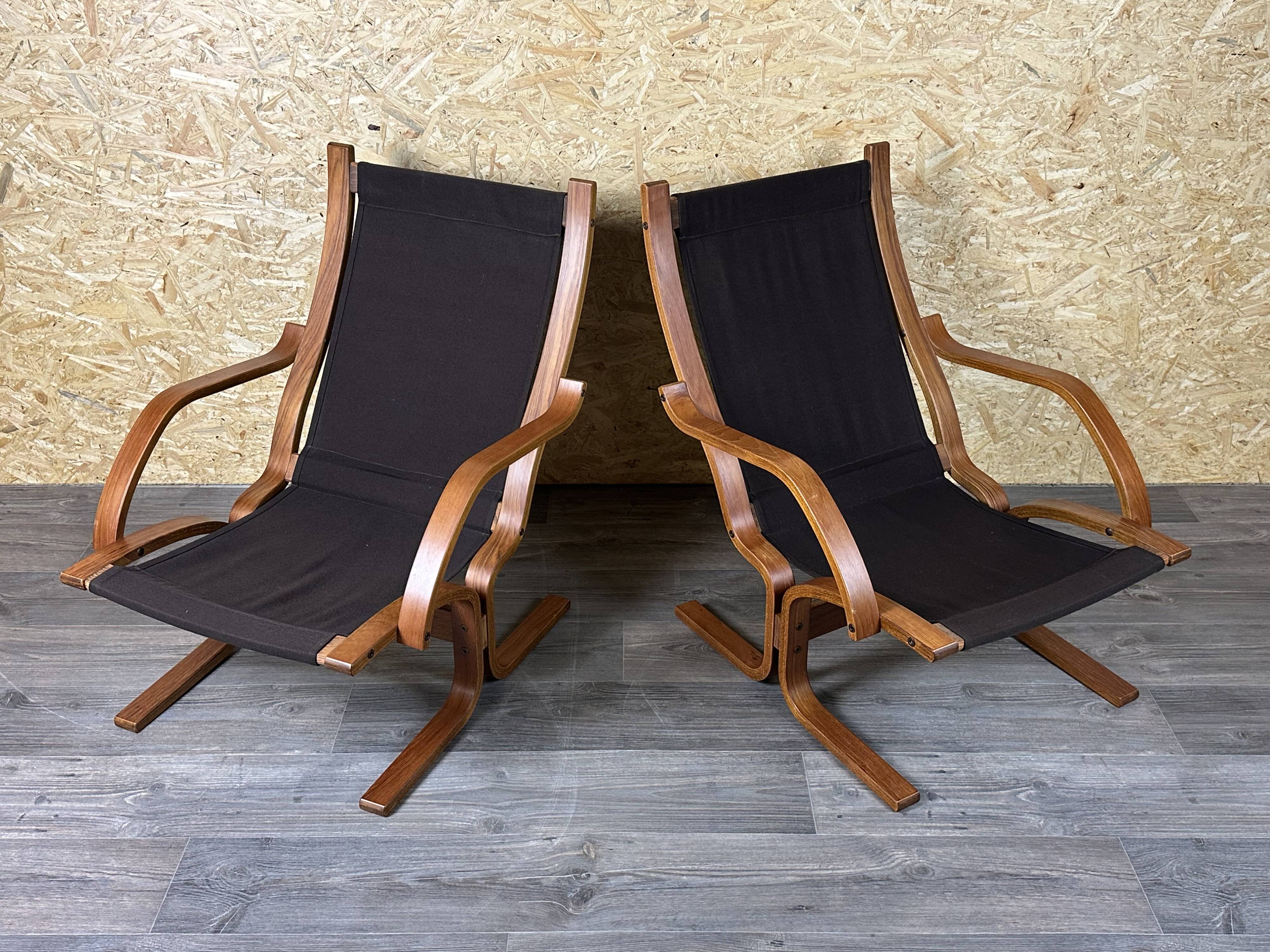 2x 60s 70s Easy Chair Leather Armchairs Westnofa Norway Mid Century