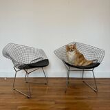 Pair of Diamond armchairs by Harry Bertoia for Knoll vintage