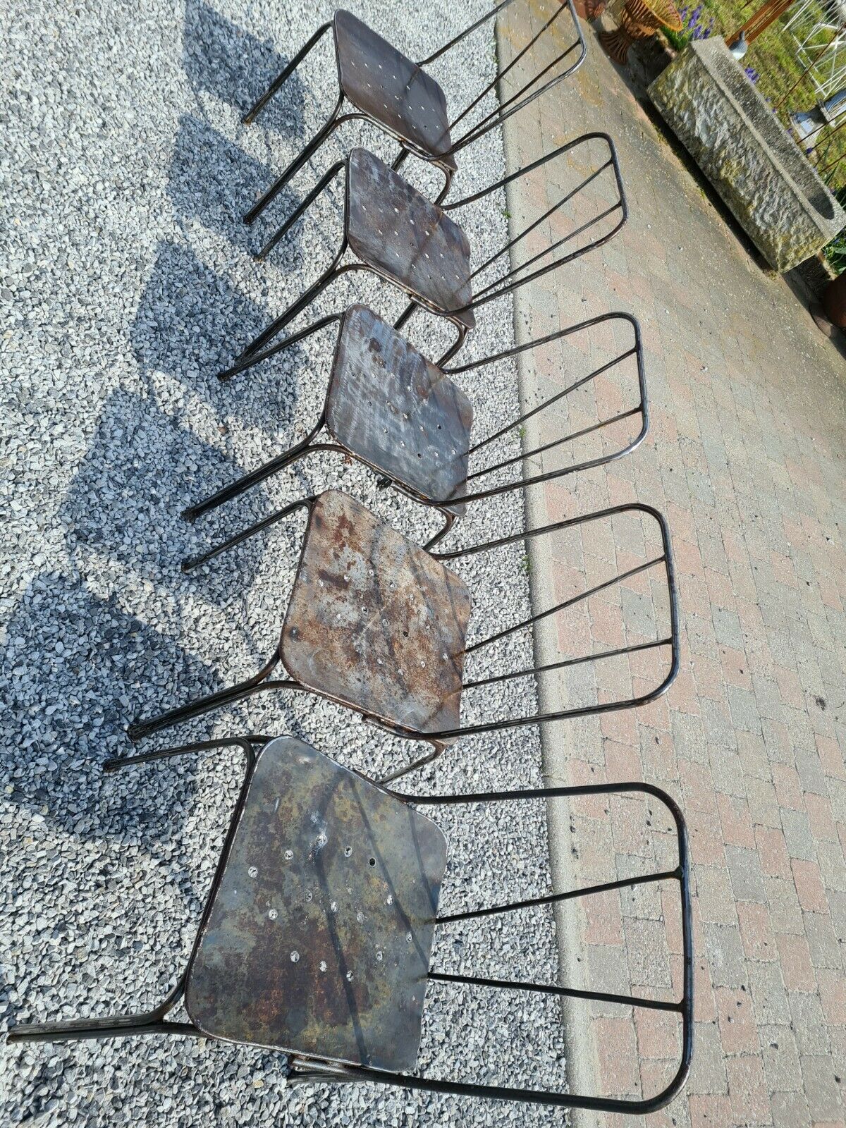 industrial iron chairs x 5