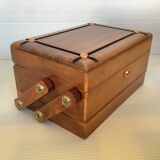 Old wooden cigarette box and ashtray