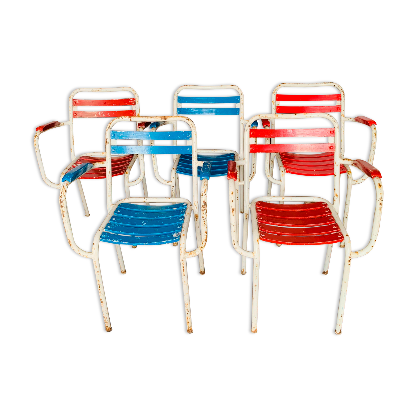 Set of 5 armchairs Tolix T2 50s