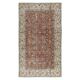 Vintage Handmade Turkish Red Wool Accent Rug with Floral Design for Home and Office Decor
