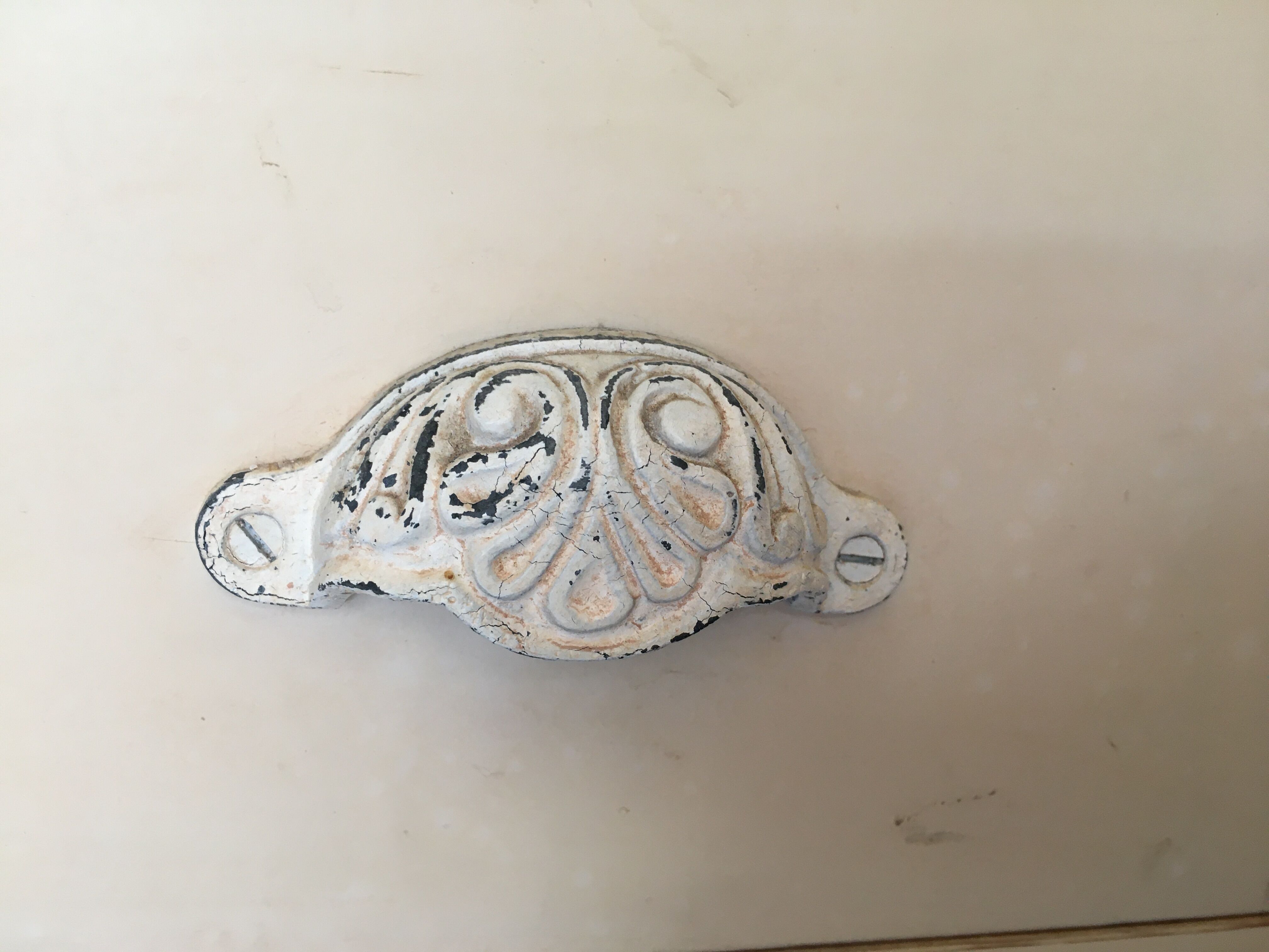 White patinated pine grain cabinet