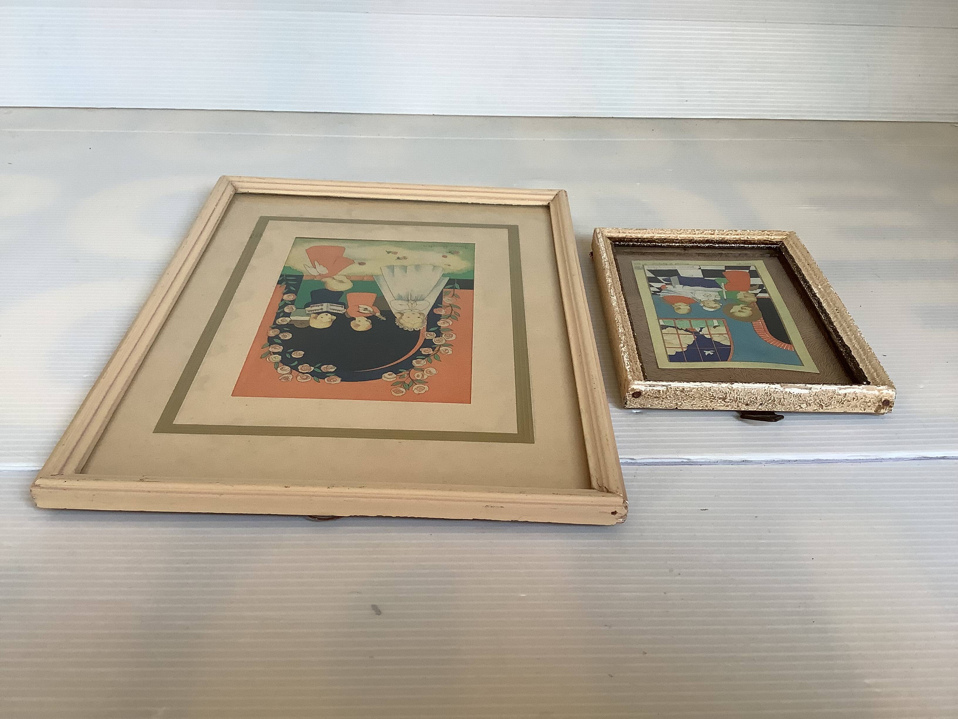 Pair of frames with religious illustrations