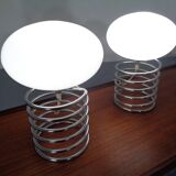 Opaline Glass and Chrome Table Lamps from Honsel, 1970s, Set of 2