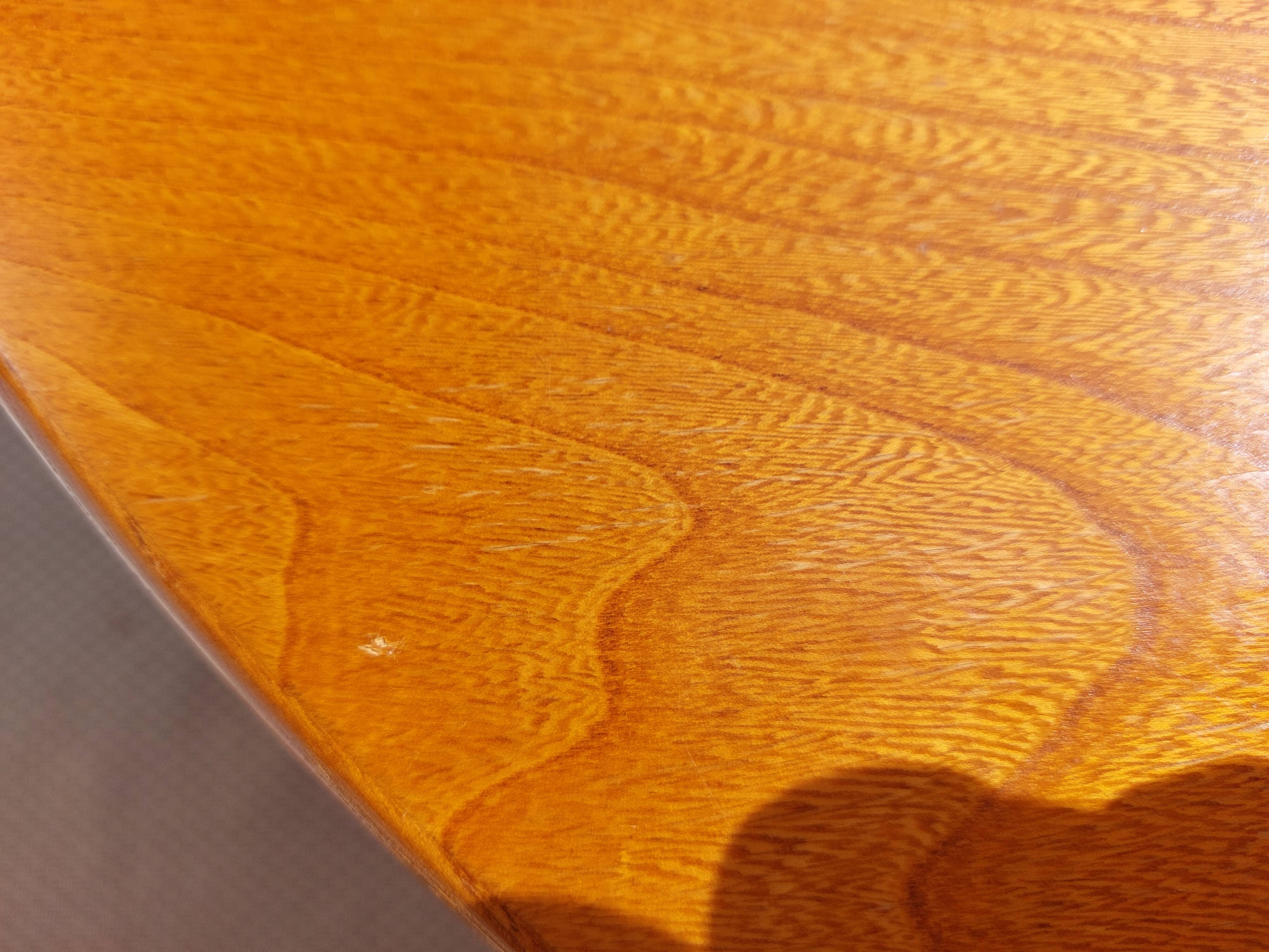 round or oval table with extension, central leg, vintage Baumann design