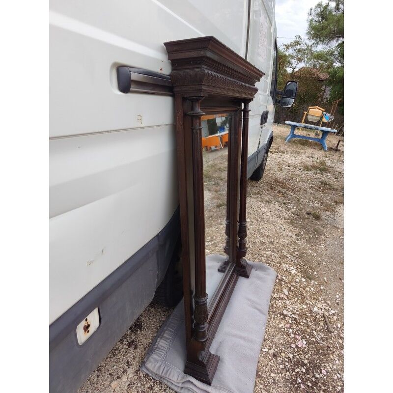 19th-century oak mirror, bevelled