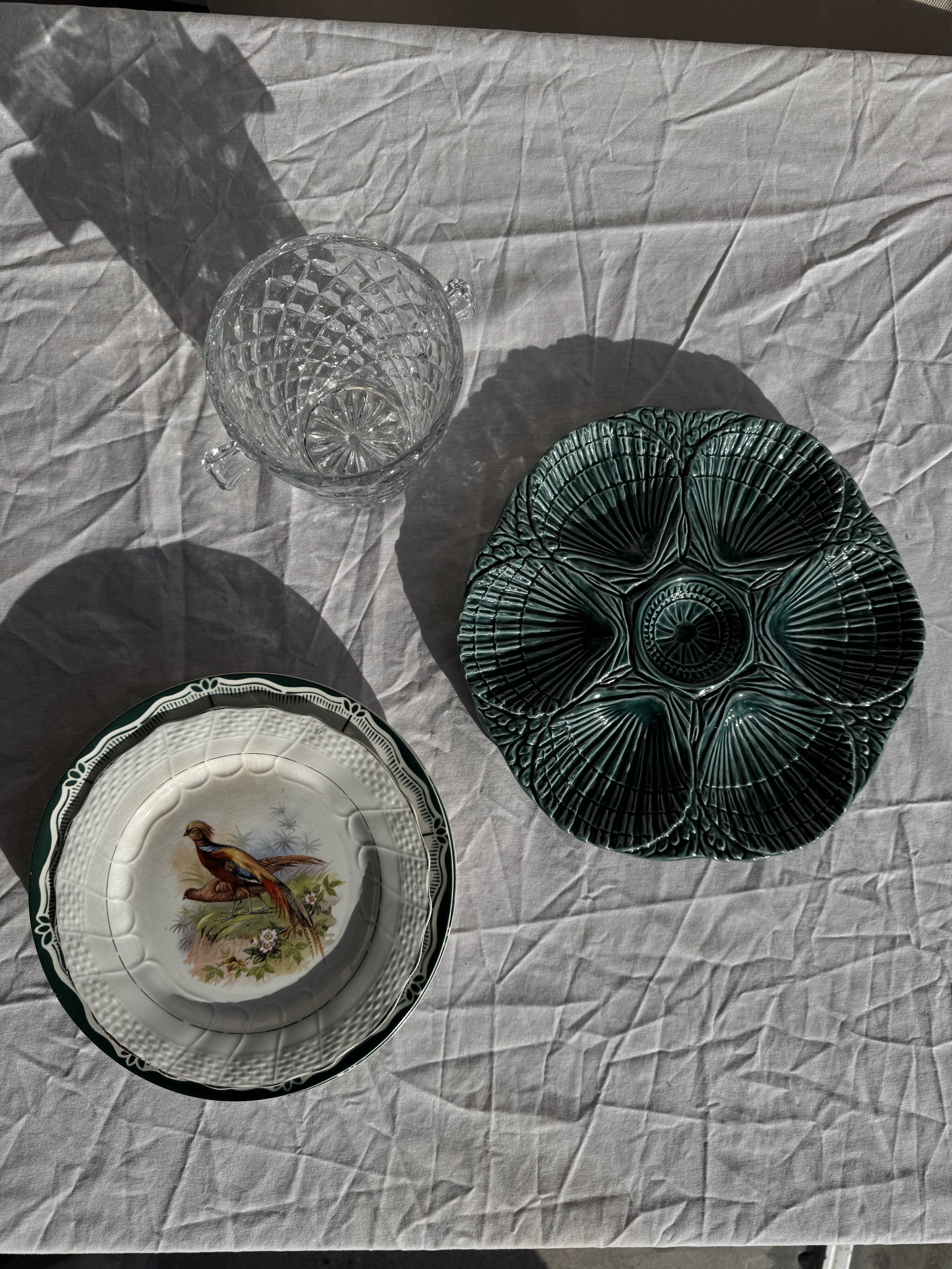 Plat à compartiment coquillages turquoise D28