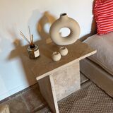 Travertine side table