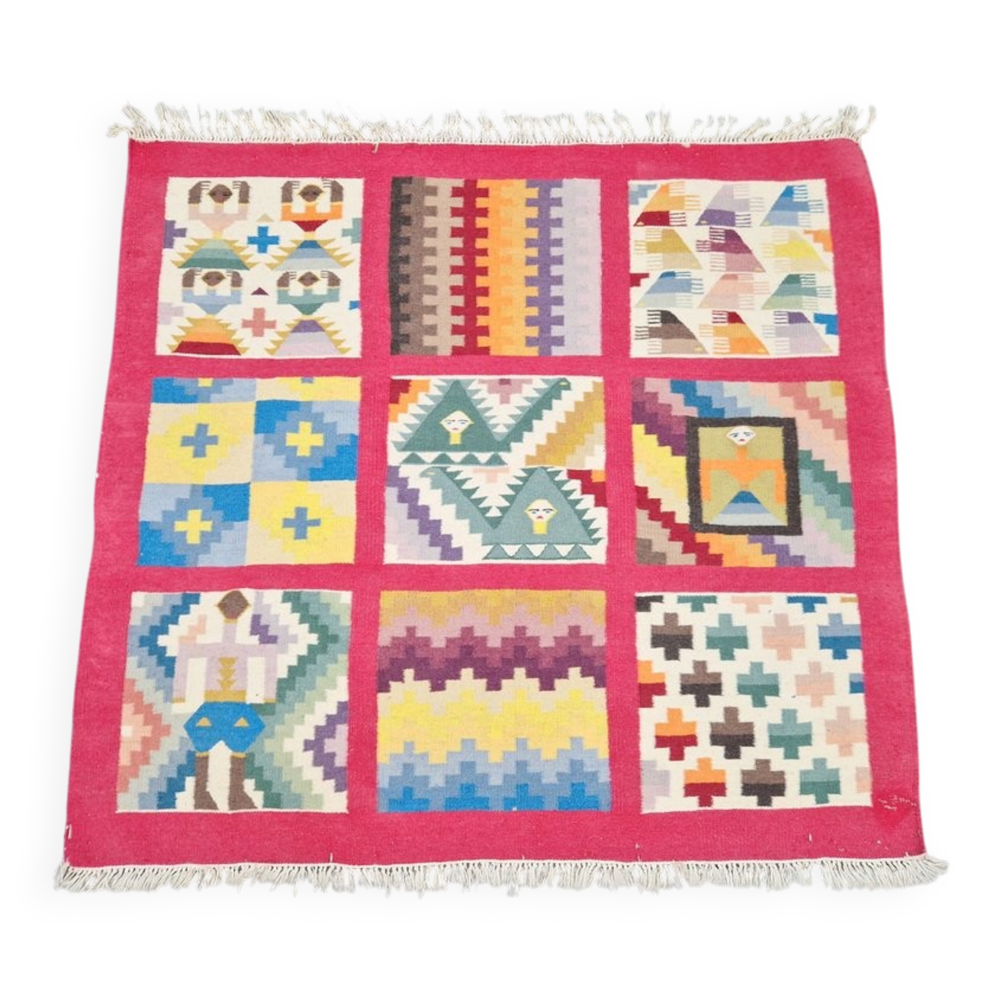 Vintage Abstract Kilim Wall Hanging Rug, 1960s